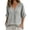 #04 Gray, variant on Women's Mandarin Collar Henley Blouse, Short Sleeve Button Top, Loose Fit Casual Shirt for Vacation Work Leisure, Army Green L