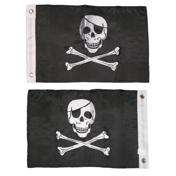 12x18 Embroidered Jolly Roger Pirate Eye patch Sewn Nylon flag 12"x18" Grommets