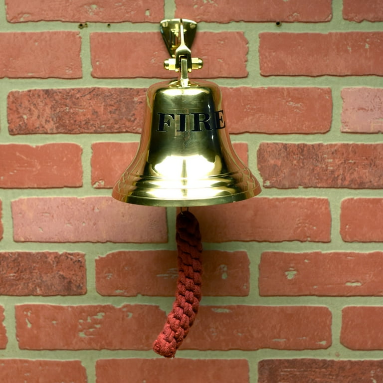 Lg Brass Fire Bell Hanging Dinner Call Firefighter Gift Home Bar Man Cave Decor Lg Brass Fire Bell Hanging Dinner Call Firefighter Gift Home Bar Man Cave Decor