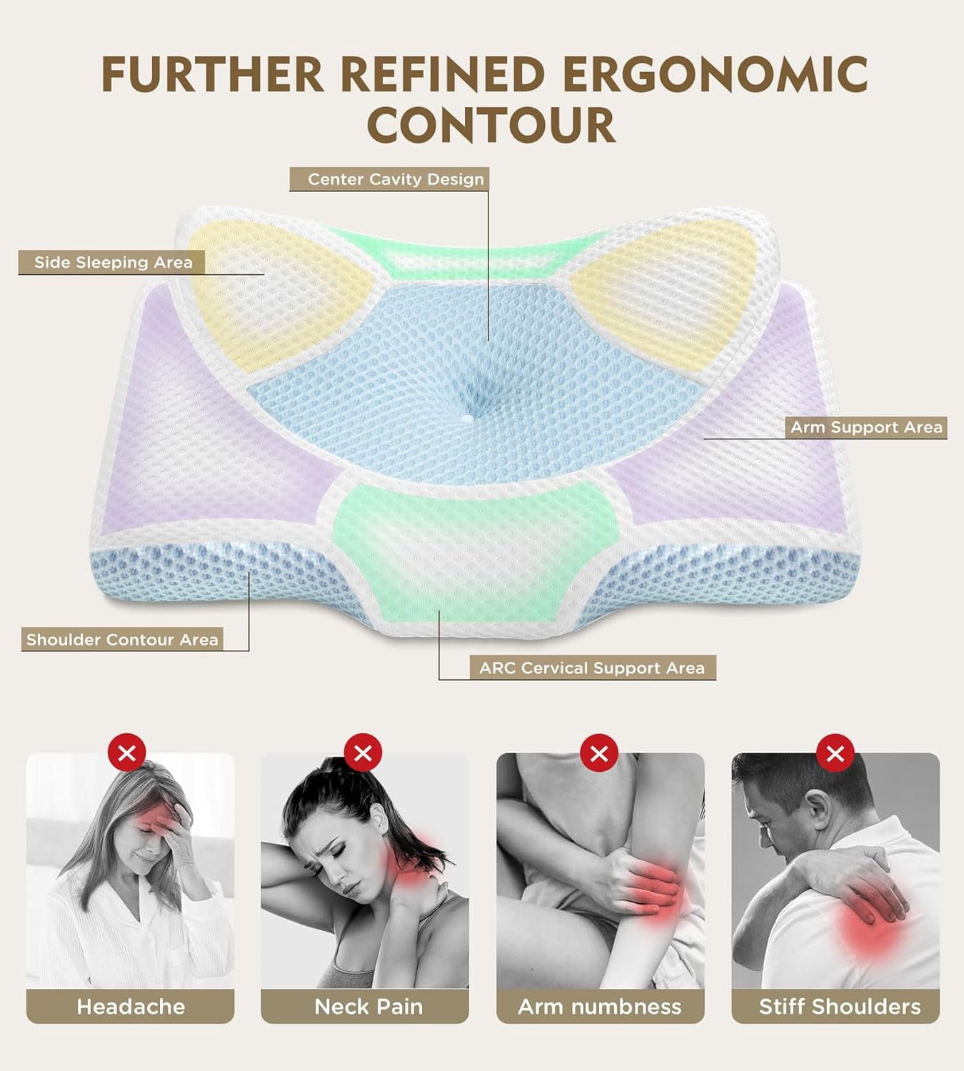 SHIORLAM Adjustable Memory Foam Cervical Pillow for Neck Pain Relief, 4lb Orthopedic Pillow with Removable Cover, Odorless Pillow for Side & Back Sleepers (5.2Height)-Black