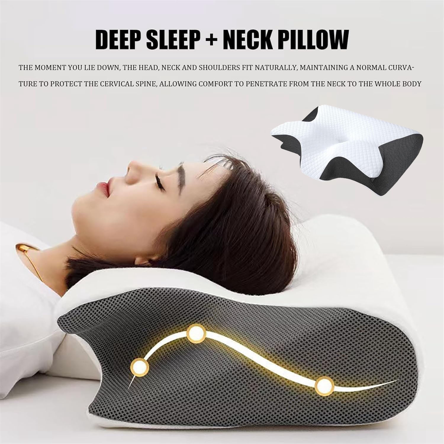 2026 New Sleep Apnea Pillow, Ergonomic Contour Support Pillows, 2 in 1 Neck Support Pillow for Sleeping, Breathable Comfortable, for Side & Back Sleepers(White)