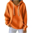 thumbnail image 2 of CQONEPT Women's Hoodies Dressy Casual Sweatshirts Cute Drawstring Pullover Tops Long Sleeve Fleece Clothes with Pockets Orange M, 2 of 6