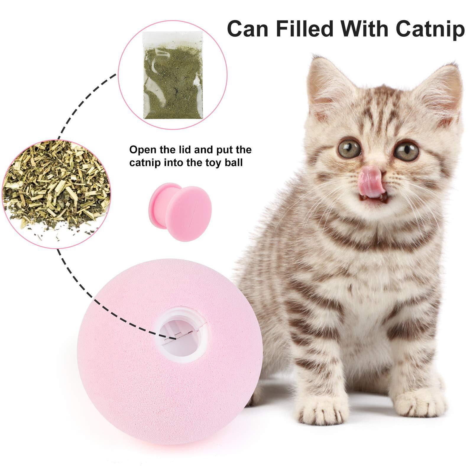 EHJRE Interactive Cat Toy with Rolling Motion And Refillable Catnip Green 6 Pcs