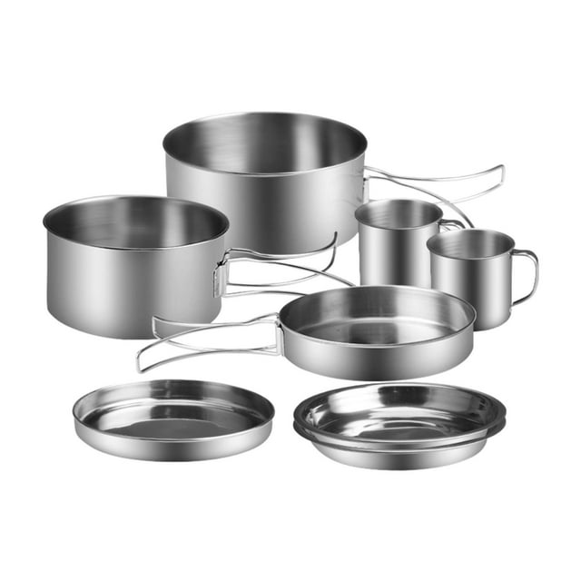 Utensilios de Acero Inoxidable para Acampar, Juego de Vajilla Ligero Y Reutilizable, Accesorios para Picnic, Pesca Y Senderismo.