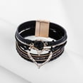 thumbnail image 5 of YYKihy Women Leather Cuff Bracelet Set Multilayer Wrap Bracelet Crystal Heart Bracelet Clasp Bracelet For Women, 5 of 7