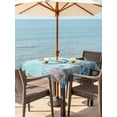 thumbnail image 3 of Outdoor Tablecloth with Umbrella Hole for Patio/Picnic/Party/Camping, Coastal Anchor Blue Waterproof Table Cloth Square Cover Washable, Summer Beach Nautical Coral Starfish (54"x 54"), 3 of 8
