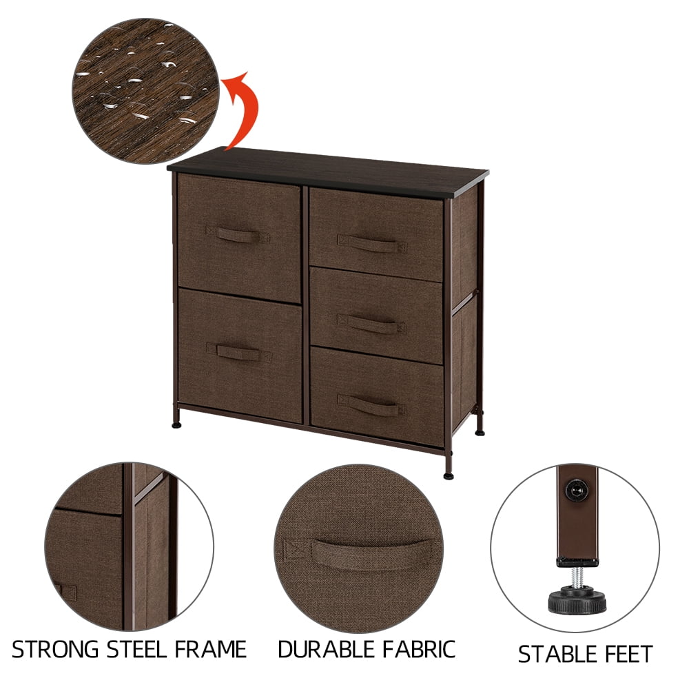 Kepooman Drawer Dresser, Dresser Drawer Organizer 5 Drawers, End Table Storage Cabinet, Easy Pull Fabric Bins, Wooden Side Table for Bedroom, Hallway, Entryway Furniture, Brown Kepooman Drawer Dresser, Dresser Drawer Organizer 5 Drawers, End Table Storage Cabinet, Easy Pull Fabric Bins, Wooden Side Table for Bedroom, Hallway, Entryway Furniture, Brown
