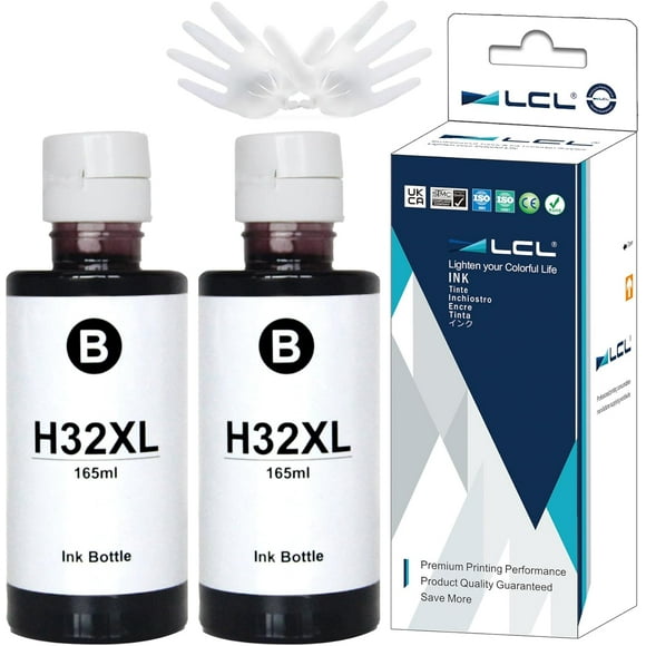 UTAH-Compatible for HP 32XL 32 XL 1VV24AN (2-Pack, Black 165ML) Ink Bottle for HP Smart Tank 455 457 502 514 517 532 551 555 559 570 571 617 651 655, DeskJet GT-5810, DeskJet GT-5820