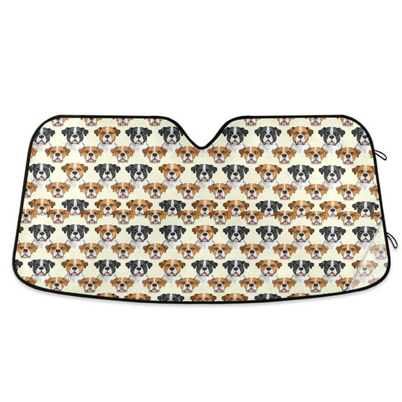 Bulldog Dogs Face Car Windshield Sun Shade Foldable Car Front Window Visor Heat and UV Protection 53x23.5