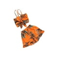 thumbnail image 2 of Suagox Girl Tops, Shorts Suit, Bowknot Sling Summer Shirt Leaf Printed Beach Vest Loose Pants, Orangec for 1-7 Years Old Girls, 2 of 8