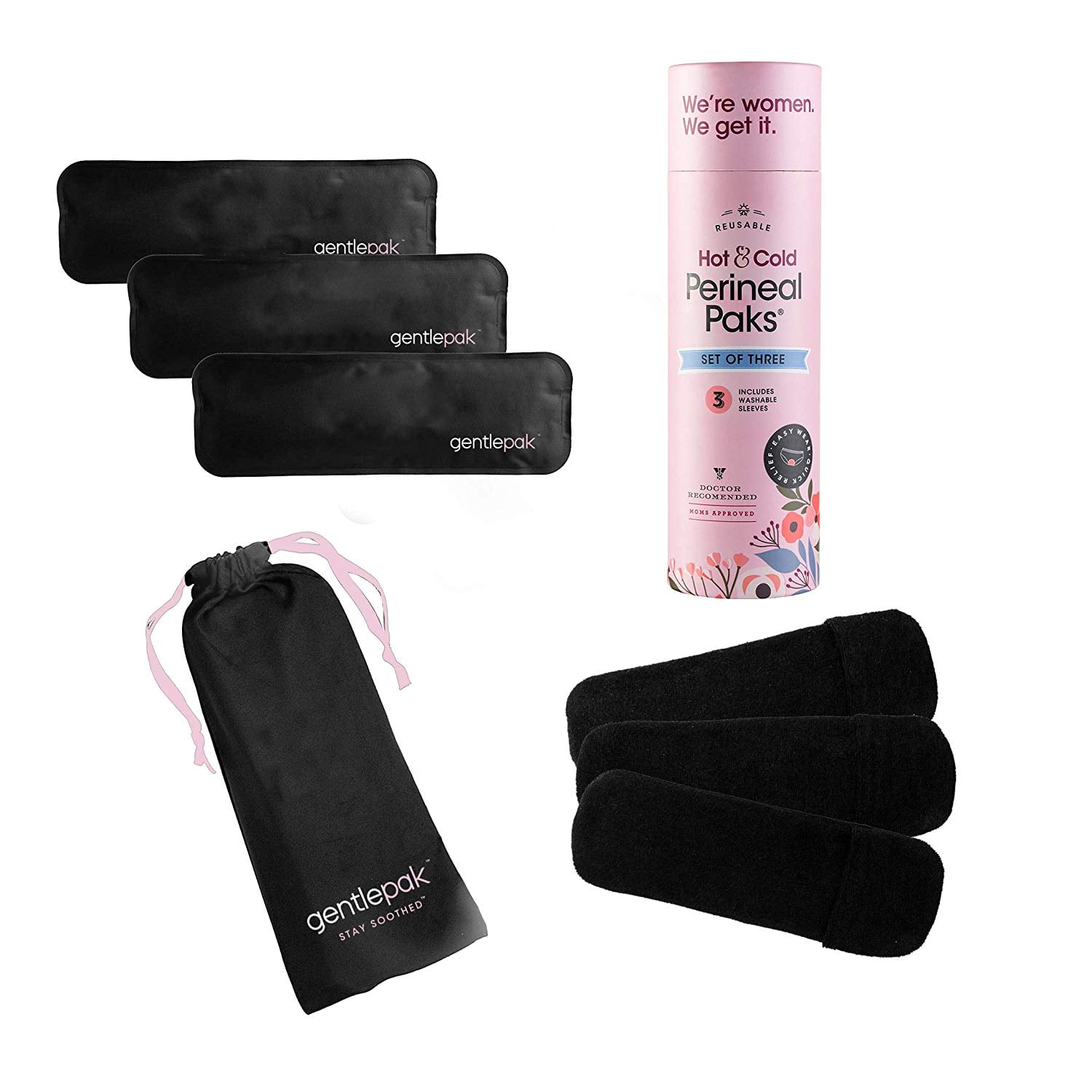 Gentlepak Reusable Perineal Ice & Heat Packs with Washable Sleeves for