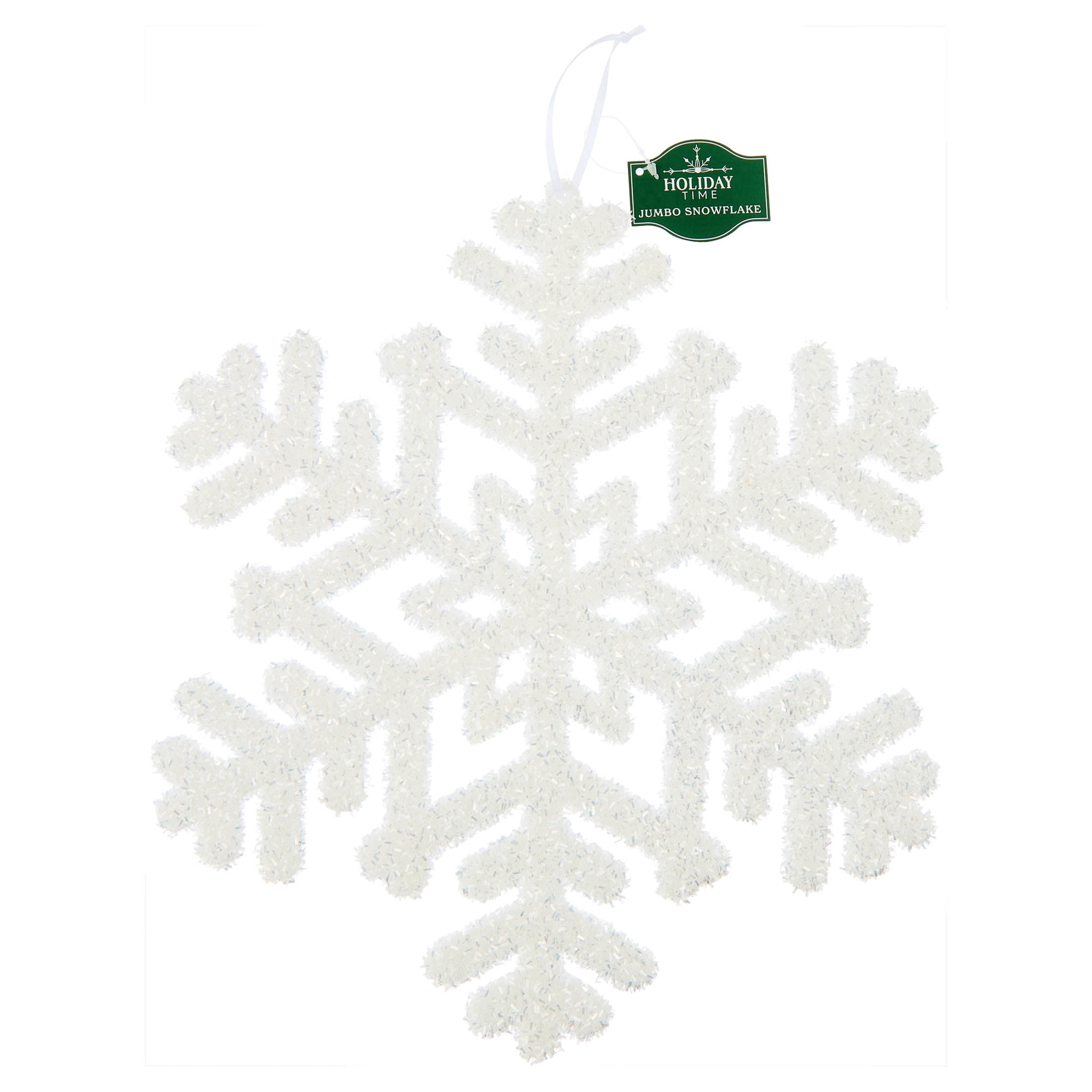 White Jumbo Tinsel Snowflake Christmas Ornament, 14", by Holiday Time