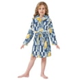 thumbnail image 6 of FORMRS Niños Bathrobe Unisex Hooded Robe Soft Plush Pajamas Sleepwear, Size 2-3T, Retro Plaid Lemon, 6 of 7