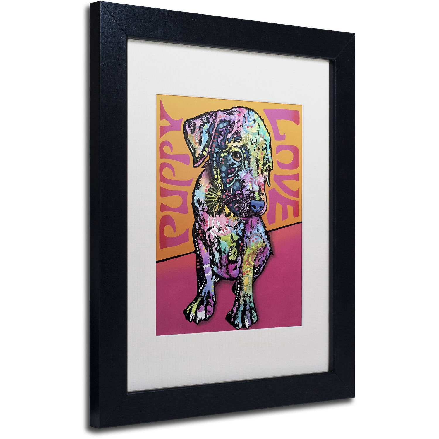 Trademark Fine Art 'Puppy Love' Canvas Art by Dean Russo, White Matte, Black Frame