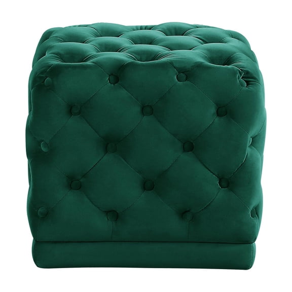 Meridian Furniture Stella Contemporary Velvet Ottoman/Stool in Green