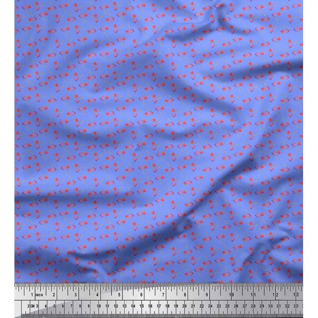 Soimoi Silk Fabric Flower Artistic Decor Fabric Printed Yard 42 Inch Wide