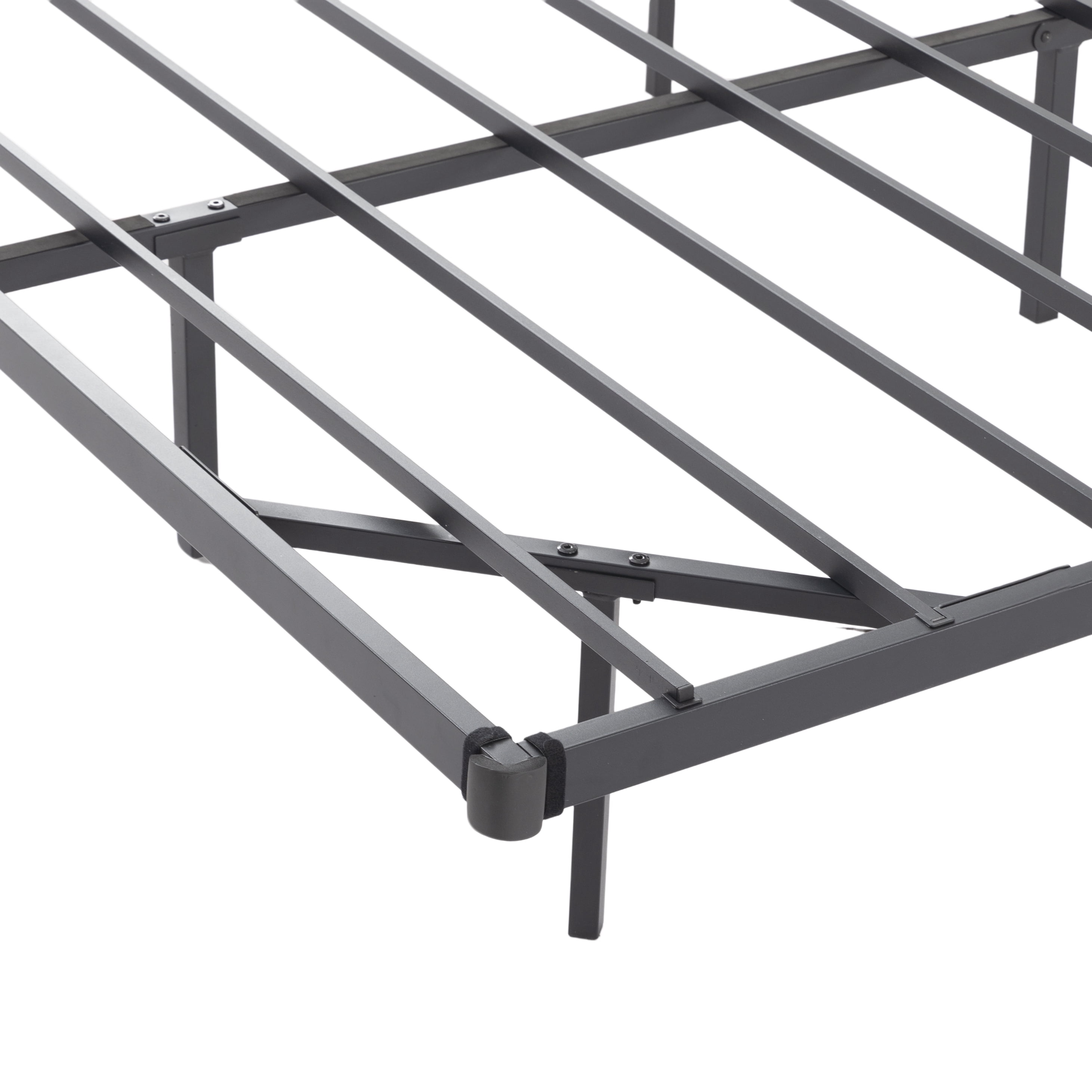 Gewnee Queen Size RGB LED Bed Frame with Charging Station, Shelf, Padded Headboard, Metal Platform, No Box Spring Needed for Bedroom, Gray