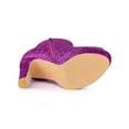 thumbnail image 5 of BLISSFUL STEP Women's Glitter Peep Toe Platform Block High Heel Boots Purple 7, 5 of 7