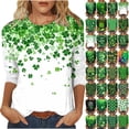 thumbnail image 2 of Qingpeng Plus Size St Patricks Day 3/4 Sleeve T Shirts for Women Shamrocks Graphic Crewneck Pullover Casual Loose Tops Size S-3XL, 2 of 6