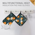 thumbnail image 4 of Yayeee Oven Mitts and Pot Holder Set of 4 Heat Resistant Kitchen Gloves Baking Hot Pad, Floral Oranges, 4 of 5