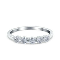 Simulated Cubic Zirconia Size-5 Five Flower Ring Wedding Engagement Band 925 Sterling Silver