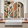 thumbnail image 2 of Ambesonne Monstera Kitchen Curtains, Abstract Mid Century Boho, 55"x24", Beige Green and Burnt Orange, 2 of 3