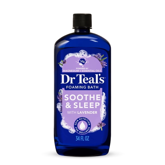 Dr Teal's Foaming Bath with Pure Epsom Salt, Soothe & Sleep with Lavender, 34 fl oz