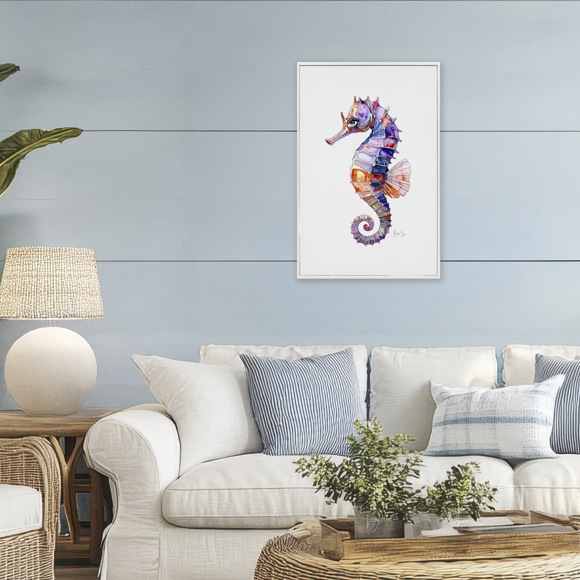 Stupell Industries Sea Whisper Seahorse White Framed Giclee Art, design by Shelly Craig