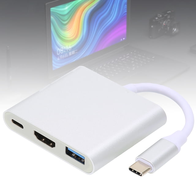 Hub 3 en 1 tipo C adaptador tipo C a USB práctico televisor duradero de alto rendimiento para computadora portátil