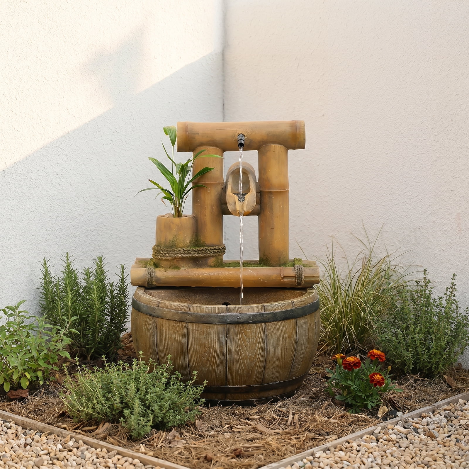 Large Garden Water Features Outdoor Fountains With LED Lights Pump 4 Tier Electric Cascading Waterfall Fountain for Patio, Backyard