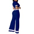 thumbnail image 3 of Tbopshirt Women's 2 Piece Outfits Fashion Women Summer Round-Neck Solid Color Casual Short SLeeve Top+ Pant Set Wide Leg Pants, 3 of 4