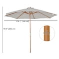 thumbnail image 3 of Outsunny 10' x 8' Round Wooden Patio Umbrella with Bamboo Rib for Outdoor, 3 of 10