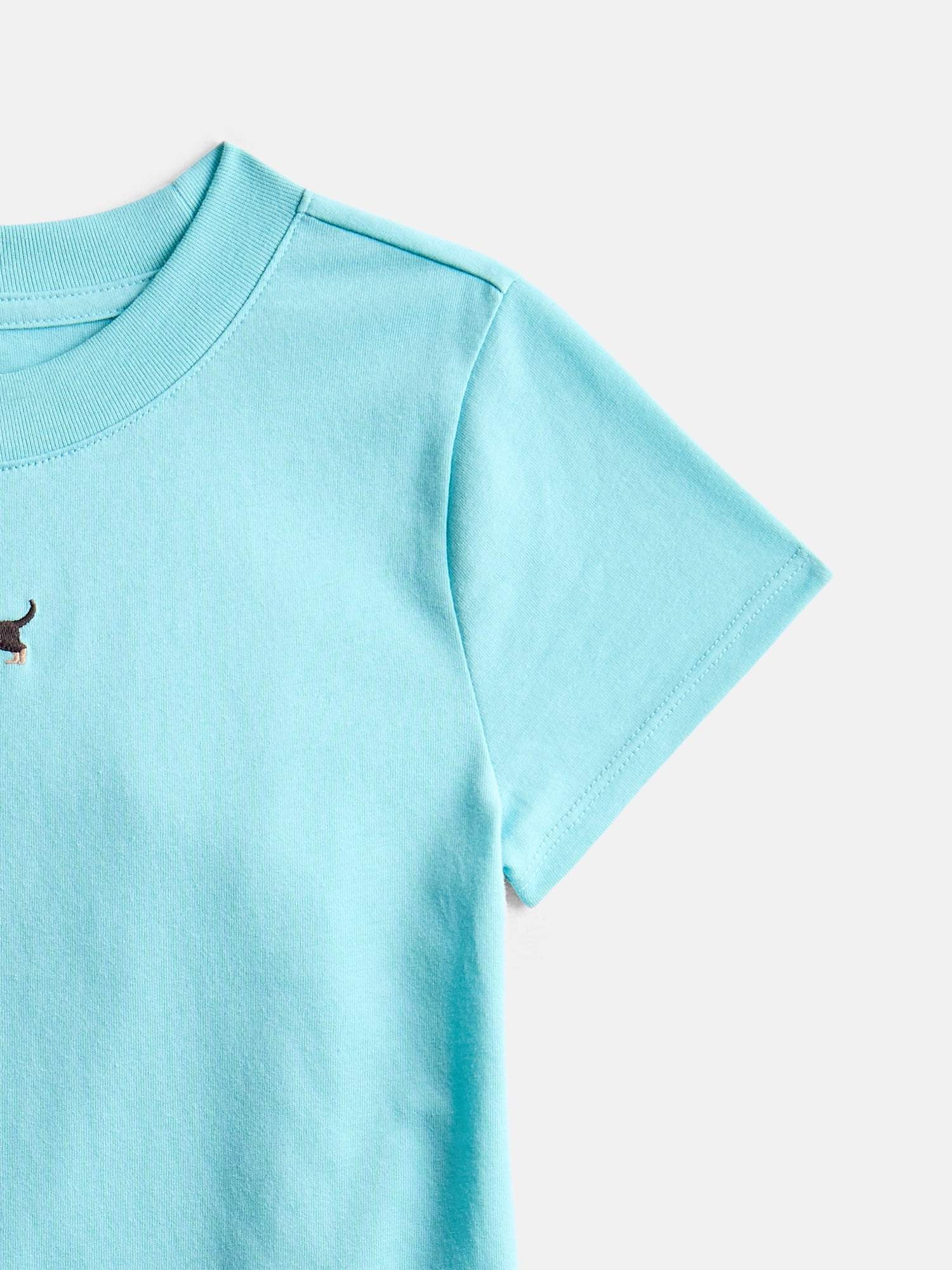 Wonder Nation Girls' Embroidered Icon Tee with Short Sleeves, Sizes 4-18 & Plus