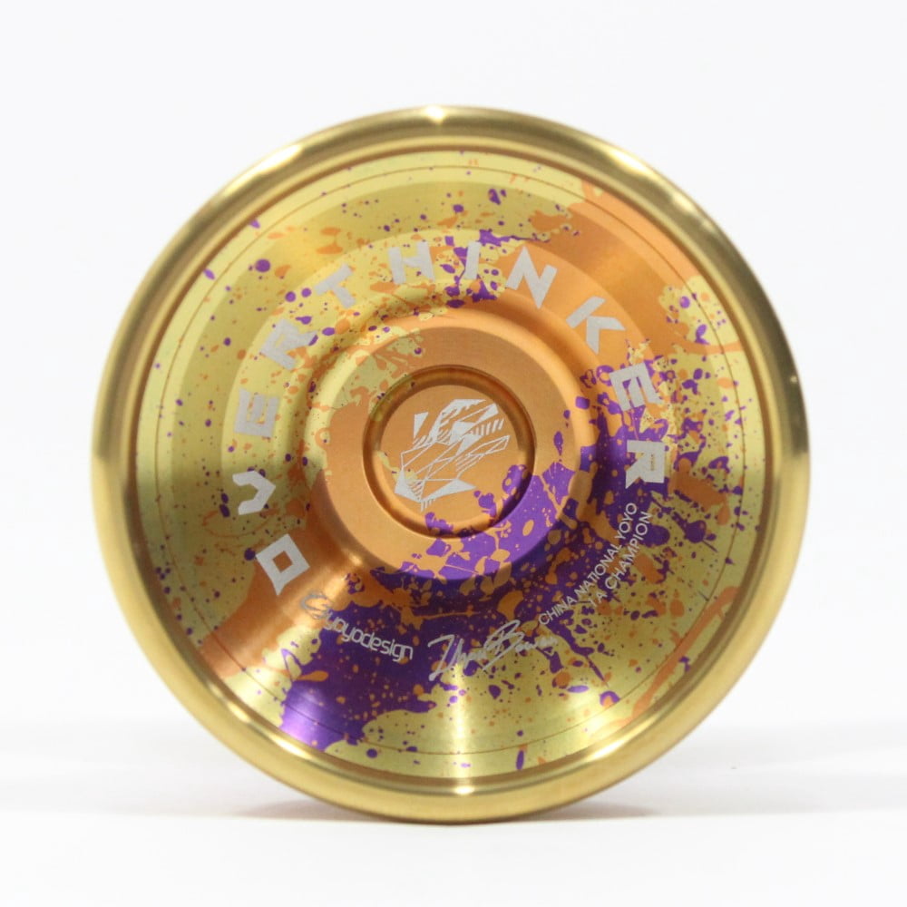 C3yoyodesign Overthinker Yo-Yo - Bi-Metal - Zhou Bowen Signature YoYo (Gold Purple Orange Splash w/Gold Rings)
