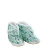 Women’s Edema Poly Sherpa Lined Slippers - Ideal for Edema, Diabetic and Swollen Feet, High Toe Box, Hook and Loop Strap - Size Large, Blue Floral
