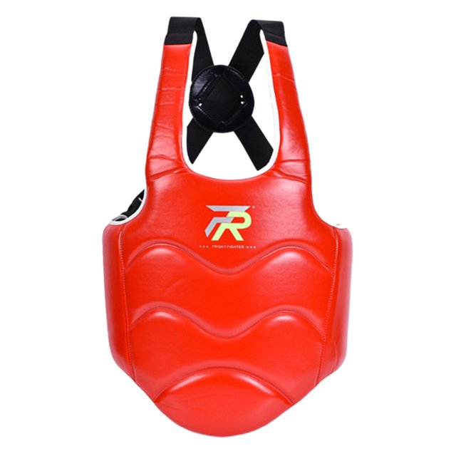 S SERENABLE Karate Chest Guard Adults Kids Martial Arts Protection Pad Rib Armour Red S