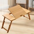 thumbnail image 1 of Elodie Foldable Table Laptop Lap Desk Rectangle Bamboo Portable Stand Adjustable Angle for Camping Balconies Computer Outdoor Picnic Light Brown Large, 1 of 8