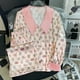 thumbnail image 4 of Pijamas De Seda De Manga Larga para Mujer, Traje De Pijama con Estampado De Flores, Seda De Hielo De Alta Calidad, Se Puede Usar Fuera De La Casa, Pijamas, 4 of 4