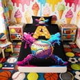 thumbnail image 4 of Erosebridal Letter A Dripping Waffle Baseball Print Twin Sheet Sets, Sports Monogram Bedding for Kids Boys and Girls, 1 Flat Sheet, 1 Fitted Sheet and 1 Pillowcase, 4 of 6