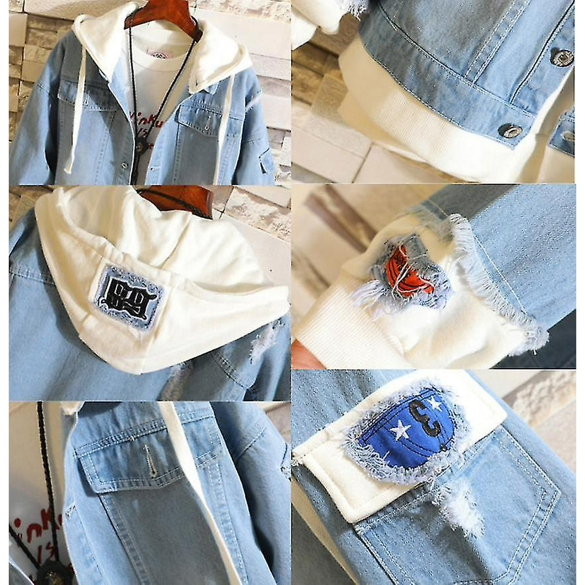 Bts 21 Blue Denim Jacket Cosplay Hoodie Hooded Coat Unisex Bts Jimin 95 Sweatshirt Walmart