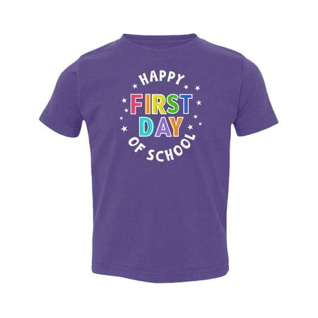 

Happy First Day Of School - Back To School Toddler T-Shirt (Purple 2T)