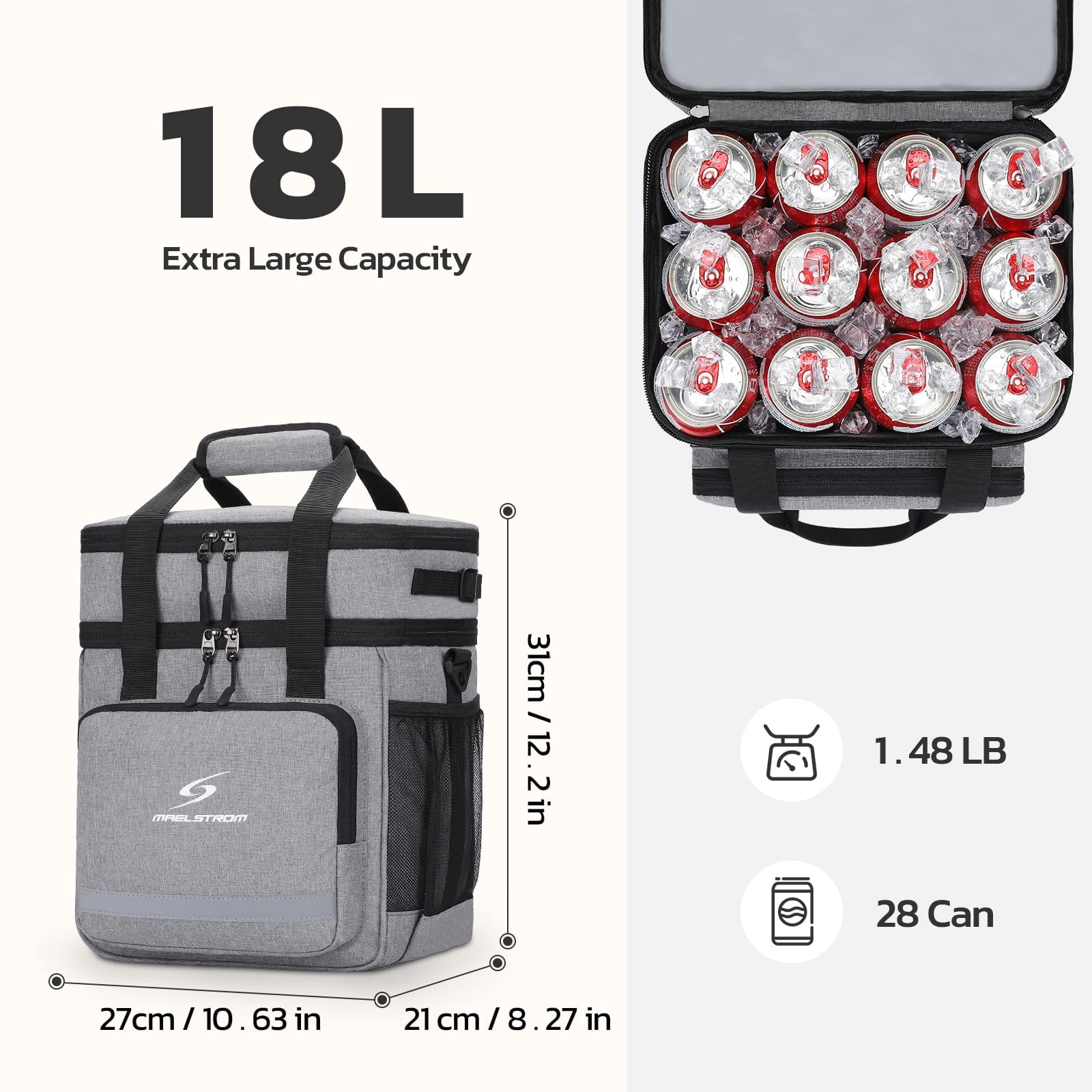 Maelstrom Lunch Box for Men,Insulated Lunch Bag Women/Men,Leakproof Lunch Cooler Bag, Lunch Tote Bag