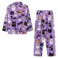 thumbnail image 7 of Renewold Halloween Bats Women Night Wear Black Cat Pajama 2 Piece Set Long Sleeve Button Down Shirt and Pants Sets Size XL Sleep Wear Spooky Loungewear Outfits with Pockets, 7 of 7