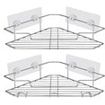 thumbnail image 1 of Organizador de pared adhesivo para baño, cocina e inodoro: paquete de 2 estantes de ducha de esquina de acero inoxidable, 1 of 7