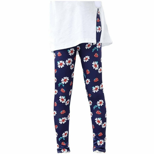 Leggings Para Niños Medias Para Bebés Otoño Invierno Pantalones Para Niñas Pantalones Elásticos Impreso Cepillado Cálido Leggings Casuales Azul Marino Odeerbi LM103-10697