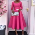 thumbnail image 2 of AURA Plus Size Summer Solid Color A Line Swing Dress Elegant High Waist Midi Evening Dress XL XXXL, 2 of 10