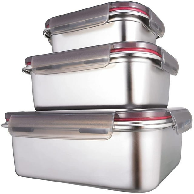 Eco-Friendly Containers, Stainless Steel Food Containers Leak-Proof Lids For Meal Prep, Versatile Food Storage Solutions, Oven Safe Containers, Dishwasher Safe, Reusable, Airtight Metal Containers