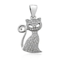 Cutiepie 1.50 Ct Round Cut Lab Created Diamond Cat Shape Charm Pendant 14K White Gold Over