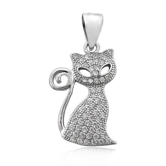Cutiepie 1.50 Ct Round Cut Lab Created Diamond Cat Shape Charm Pendant 14K White Gold Over