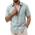 thumbnail image 4 of Cmfcve Men's Linen Shirts Short Sleeve Button Down Shirts Wrinkle Resistant Casual Vacation Beach Summer Tops, 4 of 5